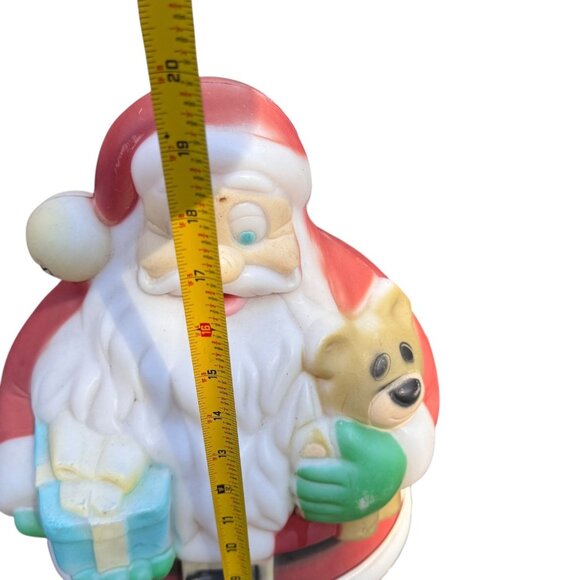 Vintage Santa Claus Light-Up Blow Mold Christmas 18" Gifts Presents Teddy Bear - Picture 5 of 6